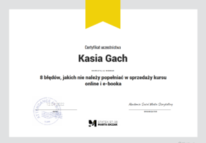 Certyfikat Kasia Gach