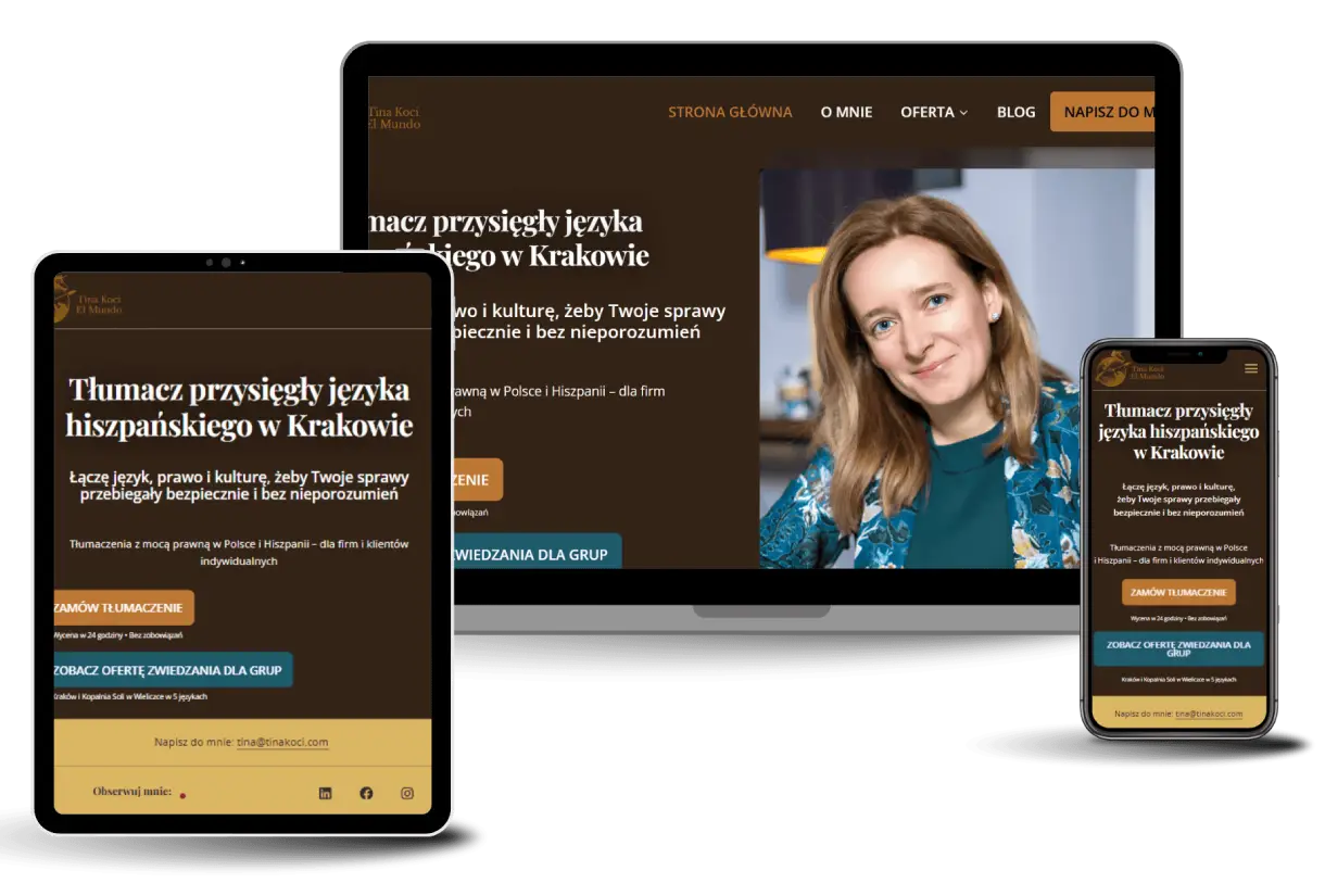strona internetowa dla Tina Koci